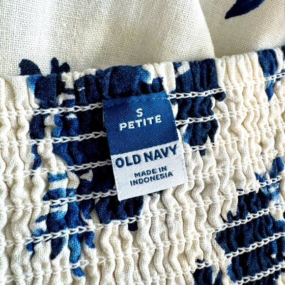 Blue and White Floral Fit & Flare Linen Blend Midi Dress Size Small Petite New - Picture 8 of 11